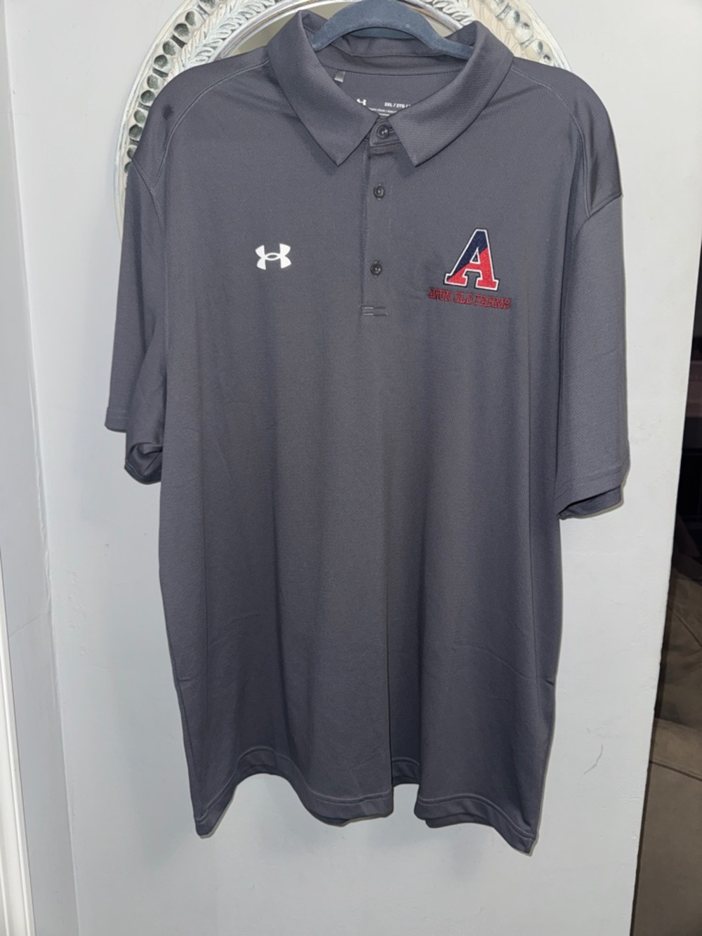 Under Armour Men's Charcoal Polo with Red & Blue 'A' Logo 2XL